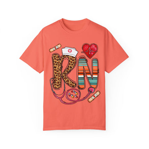 RN Nurse Graphic T-Shirt - Cute Leopard Print Design for Healthcare Workers