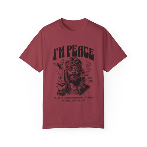 Unisex Garment-Dyed Peace T-Shirt - Vintage Style for Calm Living