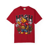 High Vibes Unisex Garment-Dyed T-shirt with Cartoon Bear Design
