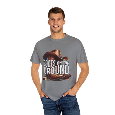 Unisex Garment-Dyed T-Shirt - 'Boots on the Ground' Country Lifestyle Tee