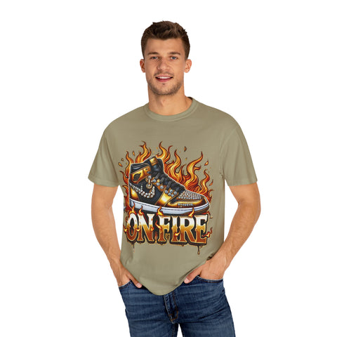 Unisex Garment-Dyed T-Shirt - 'On Fire' Graphic Tee for Sneaker Enthusiasts