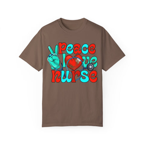Peace Love Nurse Unisex Garment-Dyed T-Shirt
