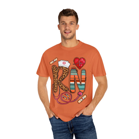 RN Nurse Graphic T-Shirt - Cute Leopard Print Design for Healthcare Workers