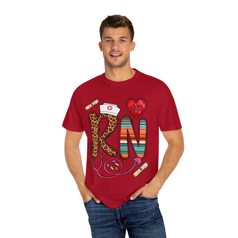 RN Nurse Graphic T-Shirt - Cute Leopard Print Design for Healthcare Workers