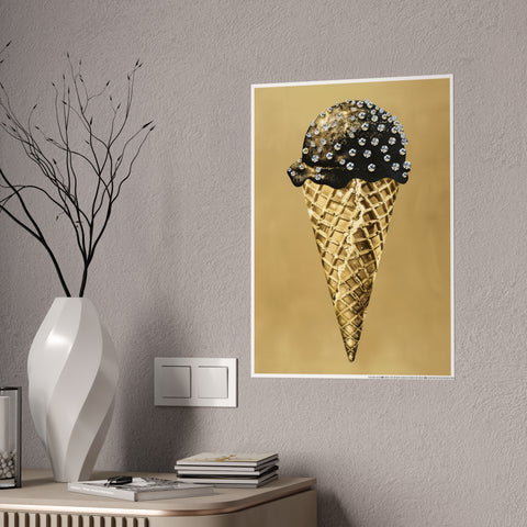 Glamorous Ice Cream Art Print - Glossy Poster for Chic Home Decor