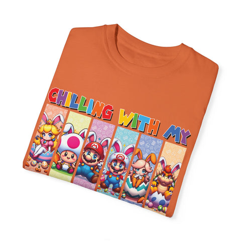 Chilling with My Peeps Unisex Garment-Dyed T-Shirt | Fun Graphic Tee for Friends