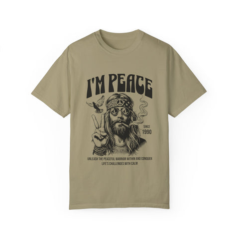 Unisex Garment-Dyed Peace T-Shirt - Vintage Style for Calm Living